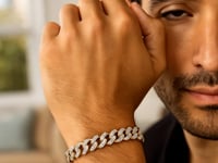 ❄️14k Two Tone Gold Curb Chain Bracelet with Diamond Pave Links (9.50 mm)