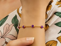 💙14K Yellow Gold Pink Sapphire Station Bracelet