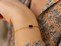 🍷14K Yellow Gold Garnet Paperclip Bracelet (1.50 mm)