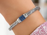 💙Sterling Silver Weave Motif Bracelet with Blue Sapphire Embellishments (7.00 mm)