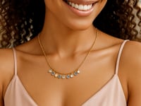 ❄️14K Yellow Gold Blue And White Topaz Dancing Drop Necklace