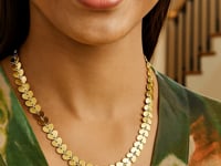 🍀14k Yellow Gold Polished Heart Link Chain Necklace