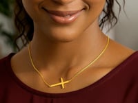 🍒14k Yellow Gold Plain Cross Motif Necklace