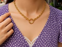 💙14K Yellow Gold Push Lock Charm Necklace (4.20 mm)