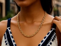 🍀14K Yellow Gold Charm Lock Rolo Chain Necklace (5.10 mm)