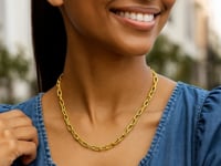 ❄️14K Yellow Gold Charm Lock Paperclip Chain