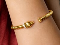 💎14K Yellow Gold Tubogas Panther Cuff with Diamonds (3.90 mm)