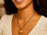 Sterling Silver Gold Plated Puffed Heart Pendant