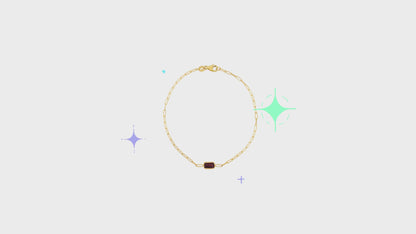 14K Yellow Gold Garnet Paperclip Bracelet (1.50 mm)
