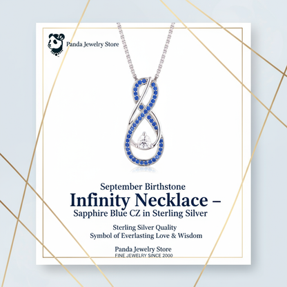 September Birthstone Infinity Necklace Banner