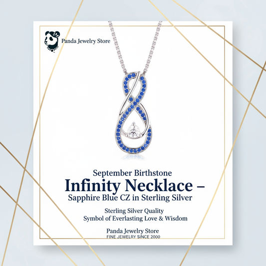 September Birthstone Infinity Necklace Banner