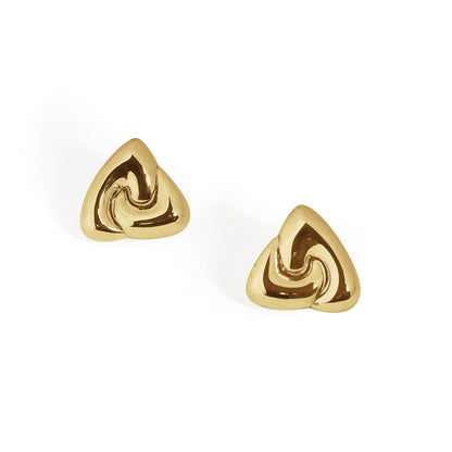Elegant Silver Swirl Triangle Stud Earrings – Minimalist Geometric Jewelry for Women