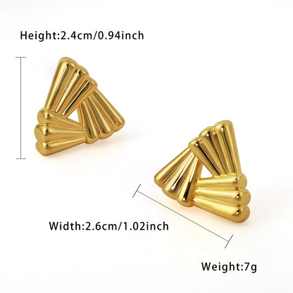 Geometric Fan-Shaped Silver Stud Earrings – Bold Statement Jewelry