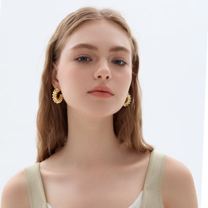 Exaggerated Spiral Gold-Plated Hoops – Lightweight Electroformed Earrings