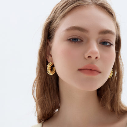 Exaggerated Spiral Gold-Plated Hoops – Lightweight Electroformed Earrings
