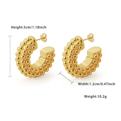 Beaded Sterling Silver Hoop Earrings – Chunky Textured Statement Jewelry