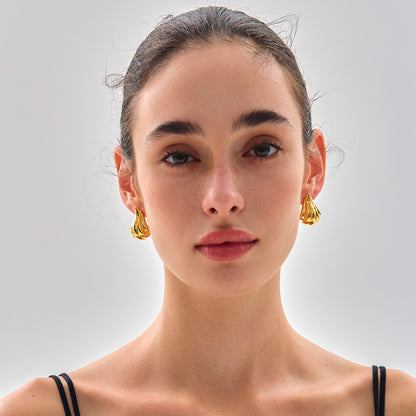 Golden Flame Sculpted Earrings – Bold, Elegant & Fiercely Chic