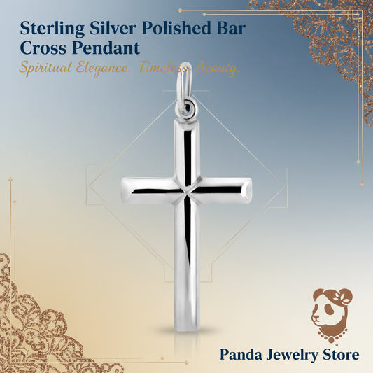 ✨Sterling Silver Polished Bar Cross Pendant