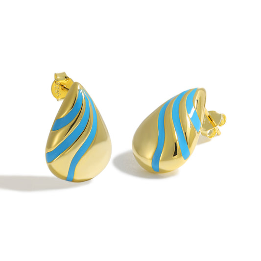 Lightweight teardrop earrings in gold and turquoise for women