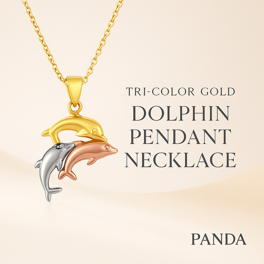 Tri-Color Gold Dolphin Pendant Necklace Promotional Banner