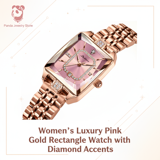 Women's Luxury Pink Gold Rectangle Watch Banner