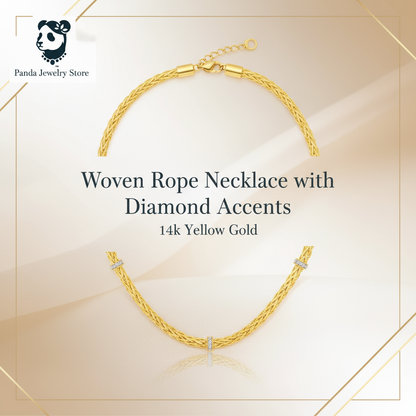 Woven Rope Necklace with Diamond Accents Banner